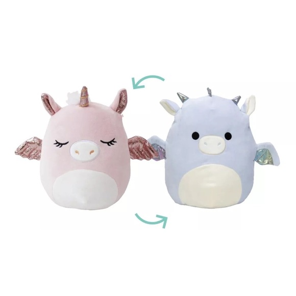 Original Squishmallows Pink Unicorn Grecia/Kenny The Blue Dragon Flip-a-mallow - Picture 1 of 6